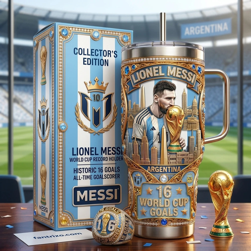 GOAT number 10 soccer tumbler 40oz with handle, football fan insulated travel mug in stainless steel