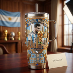 GOAT #10 Soccer Tumbler 40oz with Handle - Football Legend Insulated Travel Mug for Soccer Fans