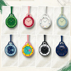 Colorful Quartz Pocket Watch – Modern Clip On Watch for Bags & Clothing | Hexagonal Waffle Dial, Open Back Design