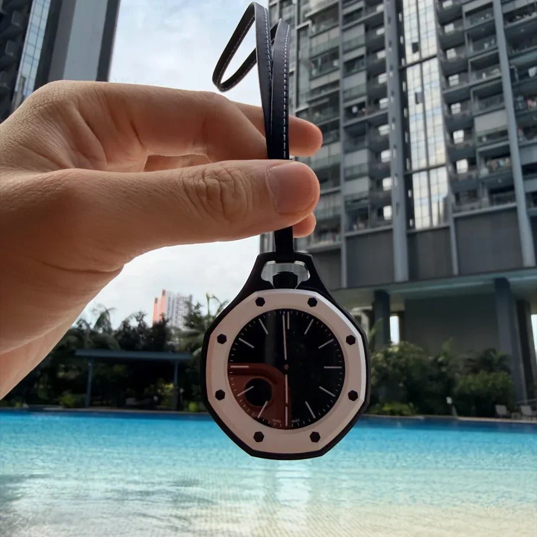 Colorful Quartz Pocket Watch – Modern Clip On Watch for Bags & Clothing | Hexagonal Waffle Dial, Open Back Design