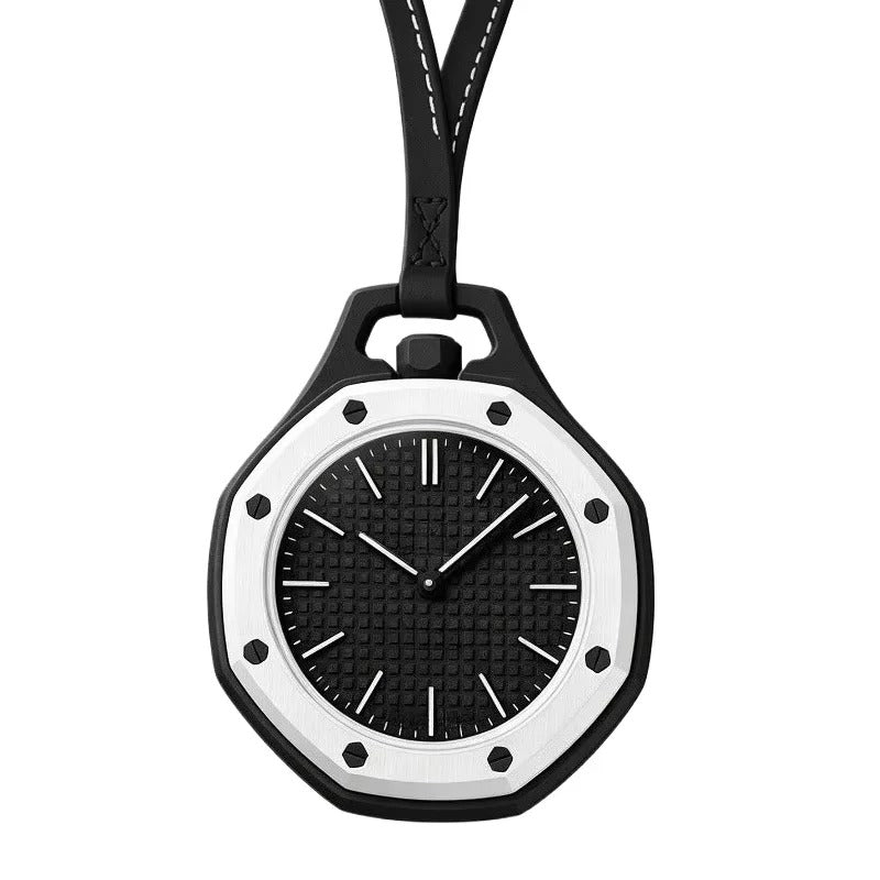 Colorful Quartz Pocket Watch – Modern Clip On Watch for Bags & Clothing | Hexagonal Waffle Dial, Open Back Design