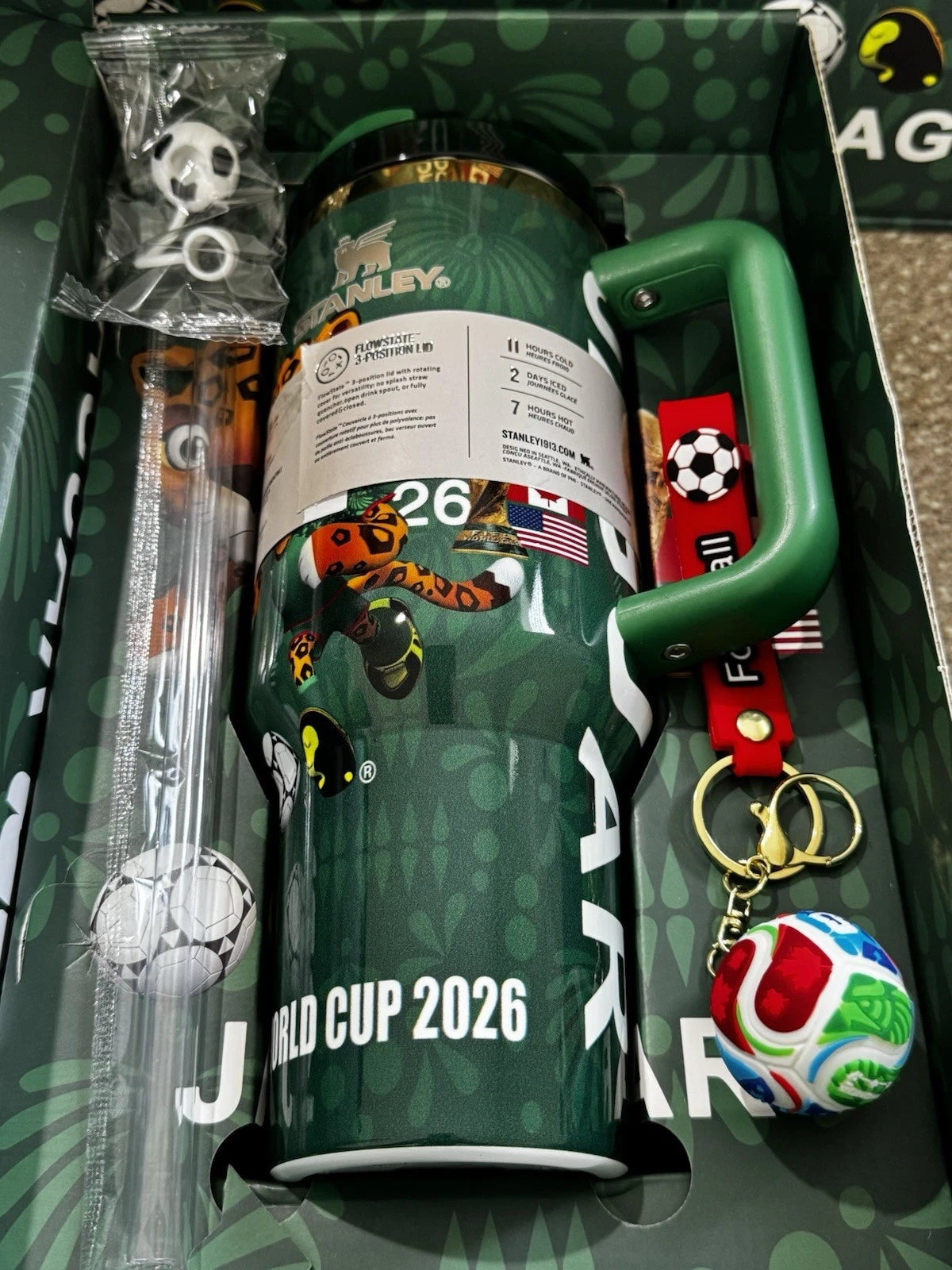 Mexico 40oz Tumbler with Handle - Insulated Soccer Travel Mug for Football Fans, Stainless Steel Cup